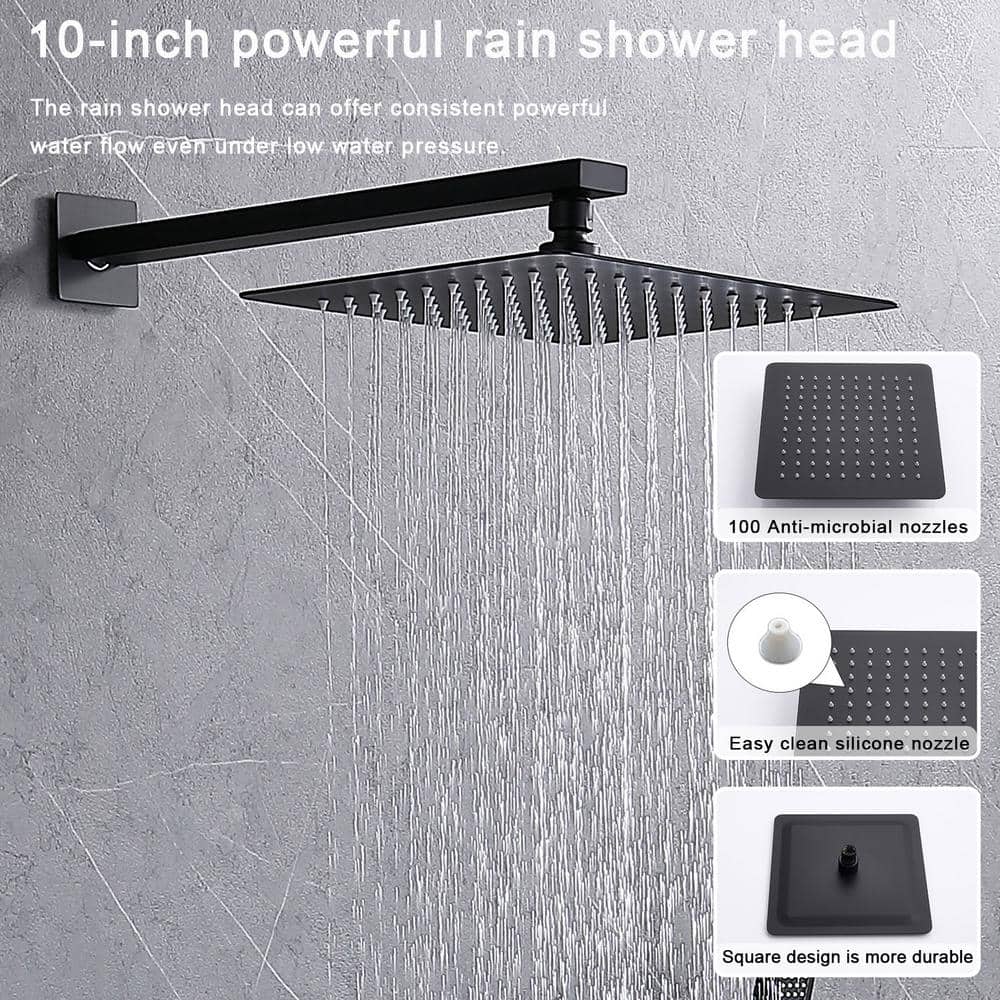 Single Handle 1-Spray Shower Faucet 1.5 GPM Shower Combo Set With 360 Swivel In Matte Black