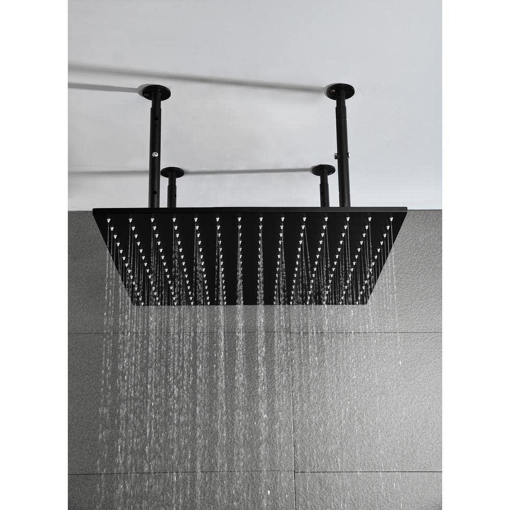 1-Spray Patterns 2.5 GPM 20 In. Ceiling Mount Fixed Shower Head In Matte Black