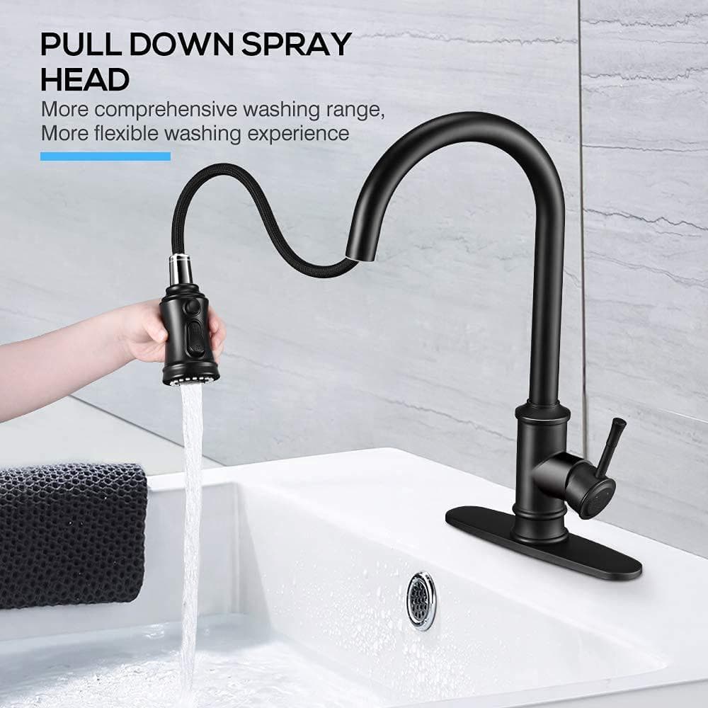 Single Handle Pull Down Sprayer Kitchen Cantilever Faucet Kitchen Tap Faucet Head In Matte Black