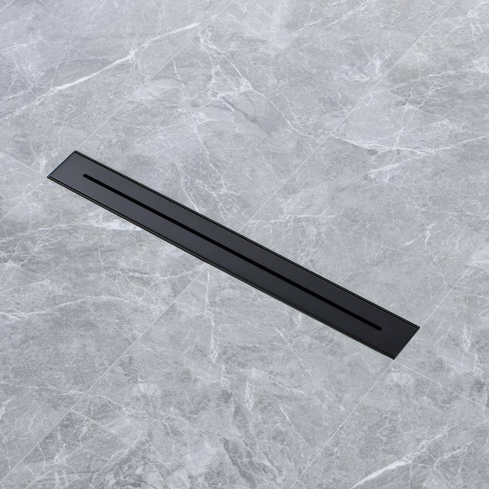 2.75 In. W X 24 In. D Stainless Steel Decorative Drain Cover With Matte Black