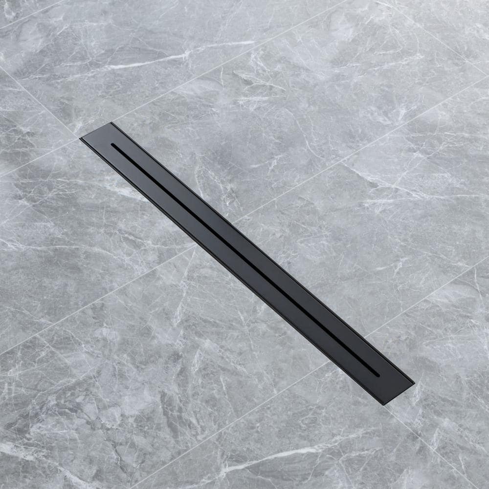 2.75 In. W X 28 In. D Stainless Steel Decorative Drain Cover With Matte Black