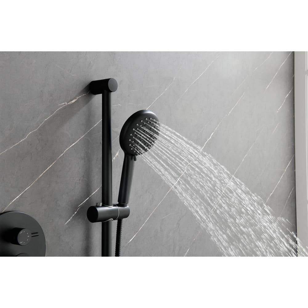 1-Spray Dual Shower System 2.5 GPM With Shower Head,Hand Shower, Slide Bar Bodysprays In Matte Black