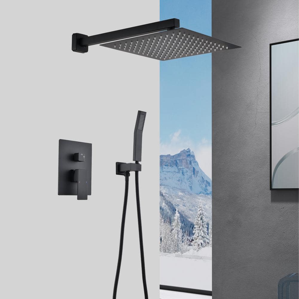 1-Spray Patterns Dual Wall Mount With Shower Head 1.5GPM, In Matte Black