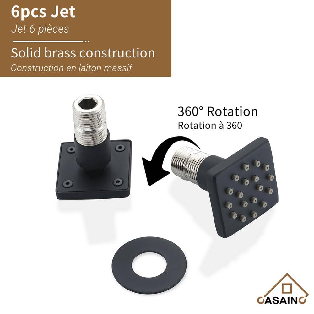 3-Spray 1.8 GPM 12 In. Ceiling Mounted Dual Square Handheld Shower Set In Matte Black