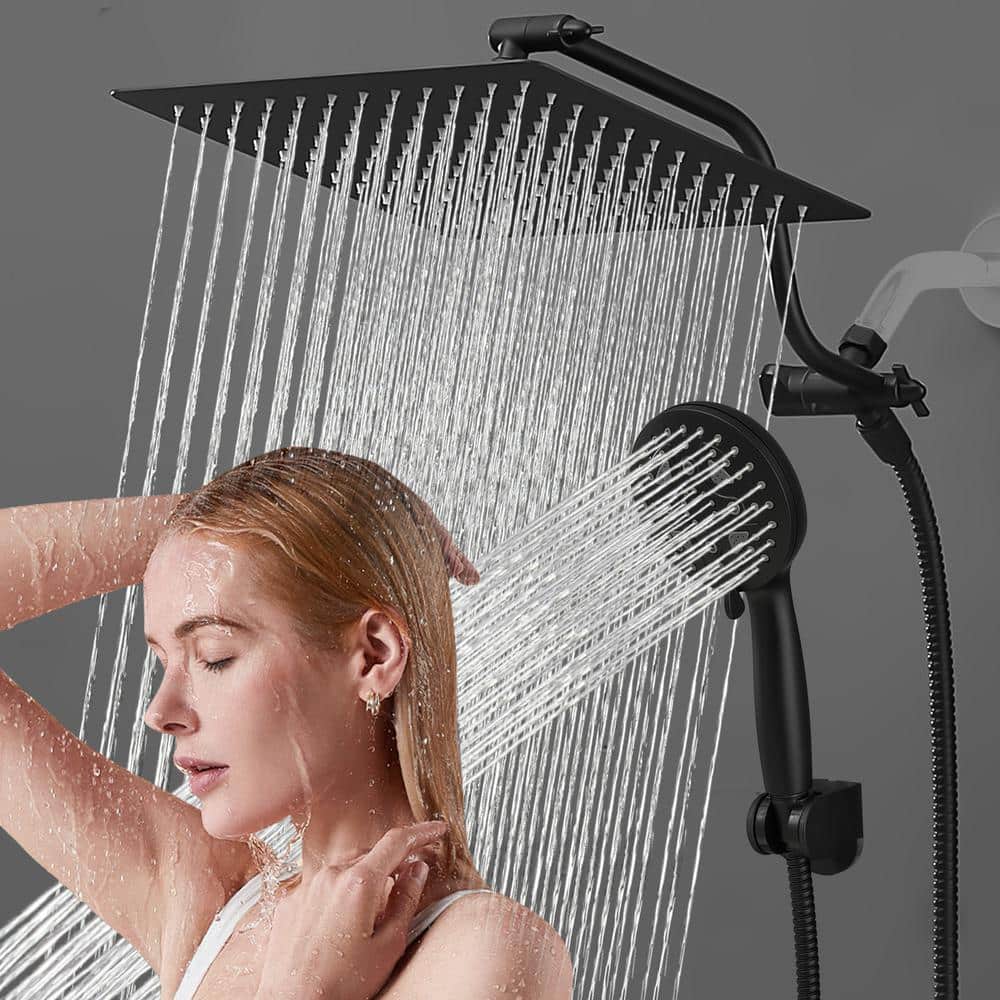 7-spray Dual Shower Head And Handheld Shower Head In Matte Black