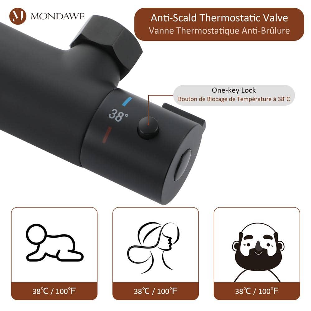 1-Spray 8 In. Wall Mount 1.8 GPM Dual Shower Head And Handheld Shower Head In Matte Black