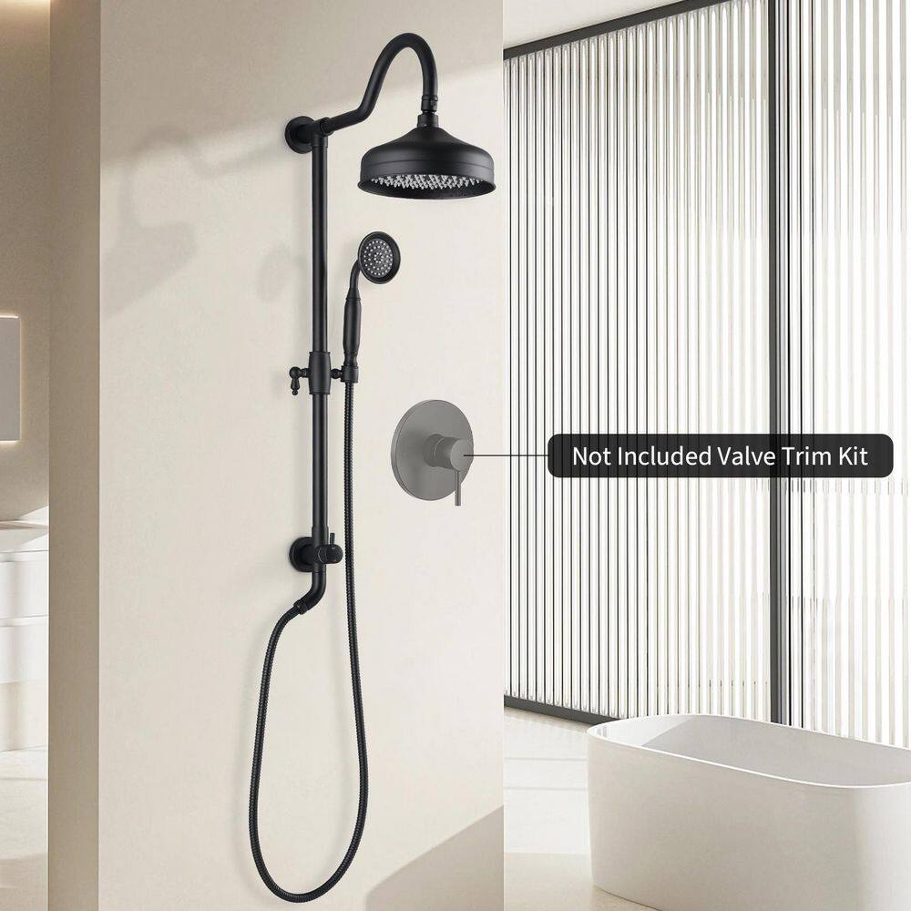 2-Spray Dual Wall Mount Fixed And Handheld Shower Head 2.5 GPM In Matte Black