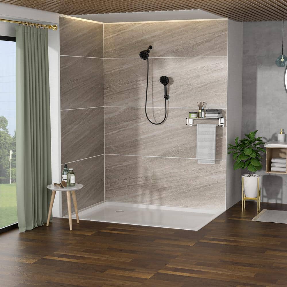 7-spray Dual 4.7 In. Wall Mount 1.8 GPM Shower Head And Handheld Shower Head In Matte Black