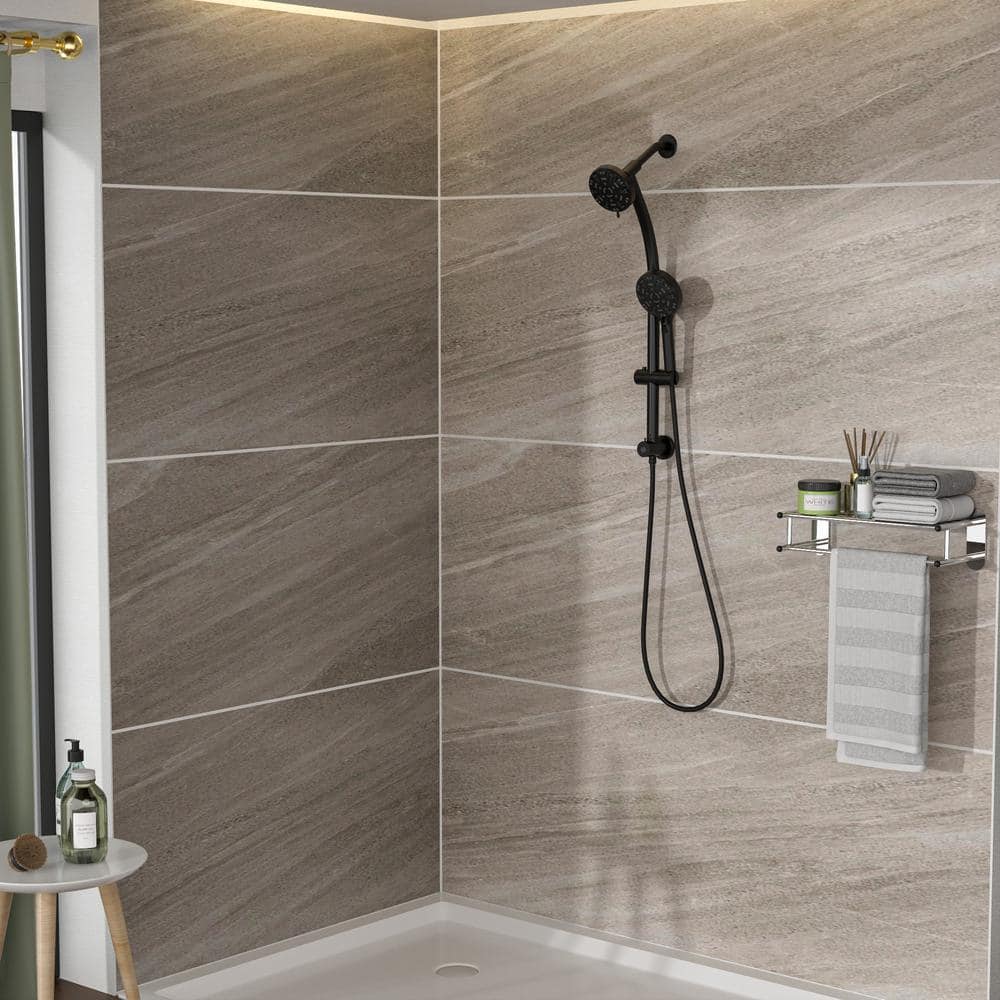 8-spray Dual 4.7 In. Wall Mount 1.8 GPM Shower Head And Handheld Shower Head In Matte Black