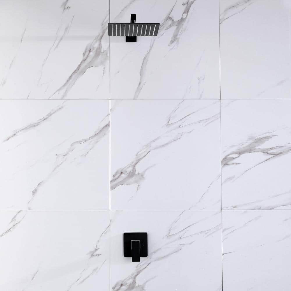 1-Spray Patterns With 1.5 GPM 10 In. Wall Mount Rain Fixed Shower Head In Matte Black