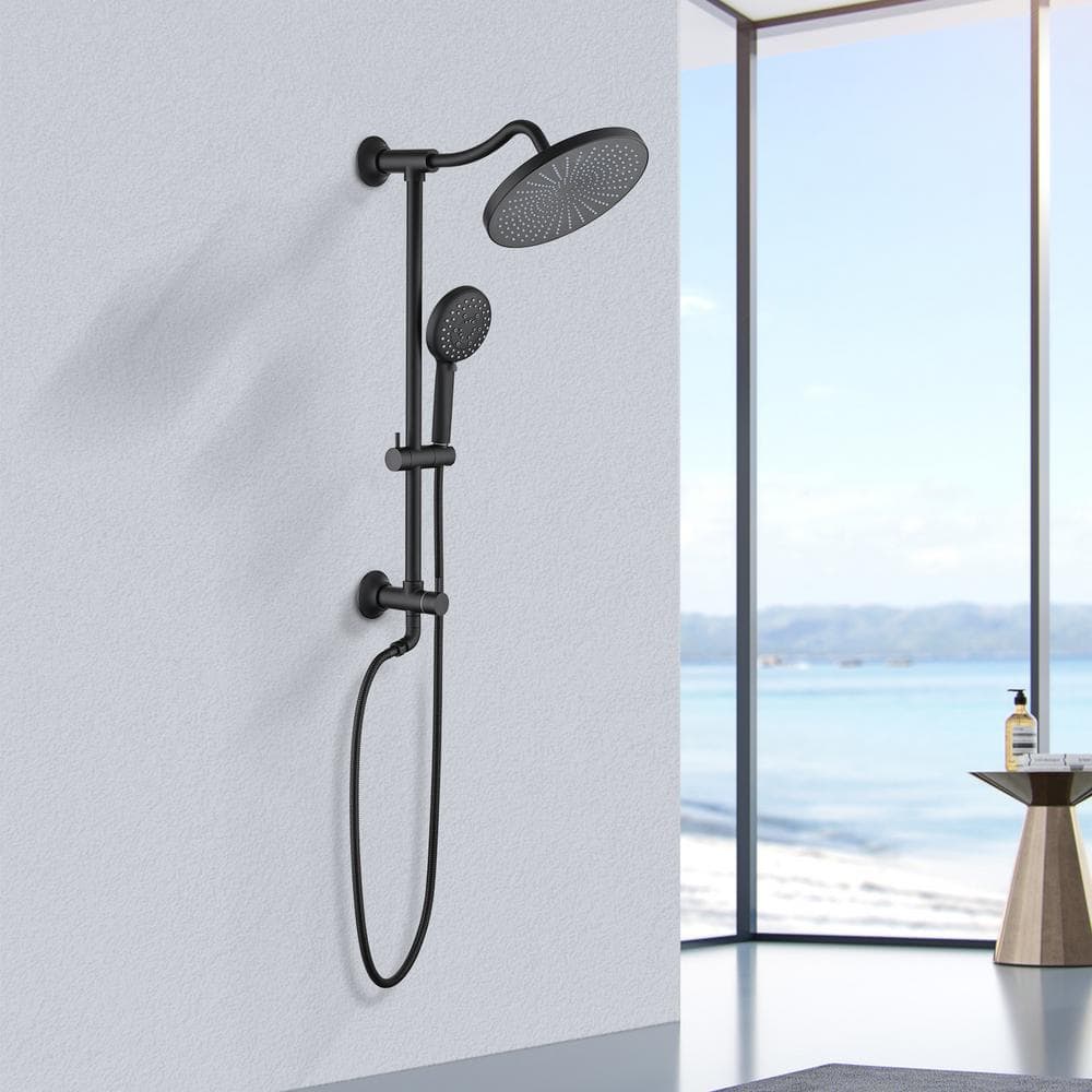 5-Spray Wall Mount Handheld Shower Head 1.8 GPM In Matte Black