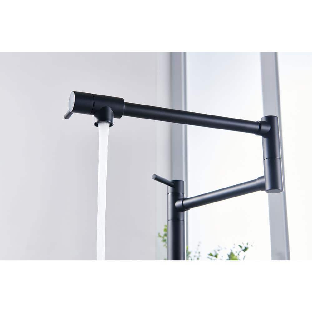 Deck Mount Pot Filler Faucet With Extension Shank In Matte Black