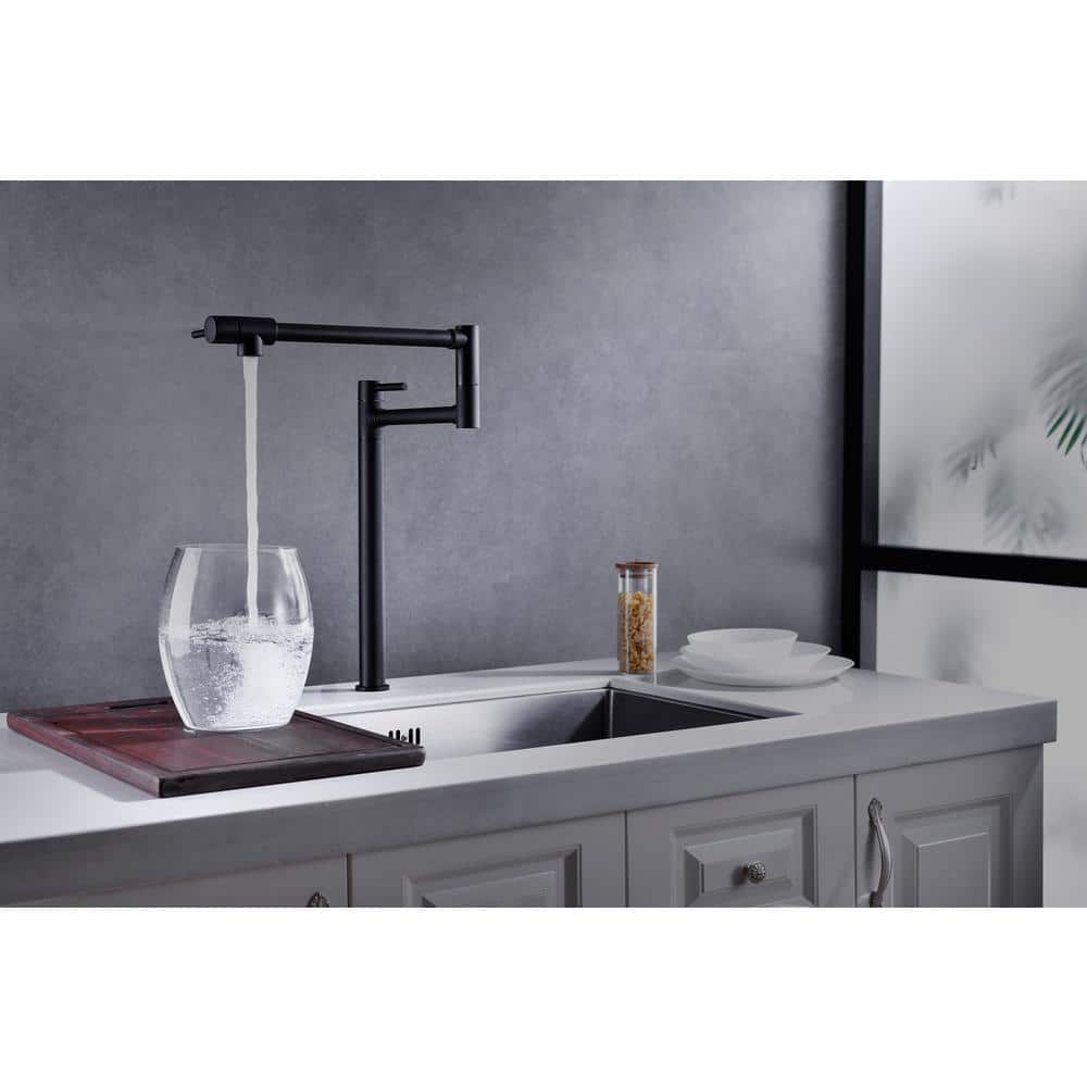 Freestanding Pot Filler Faucet With Extension Shank In Matte Black