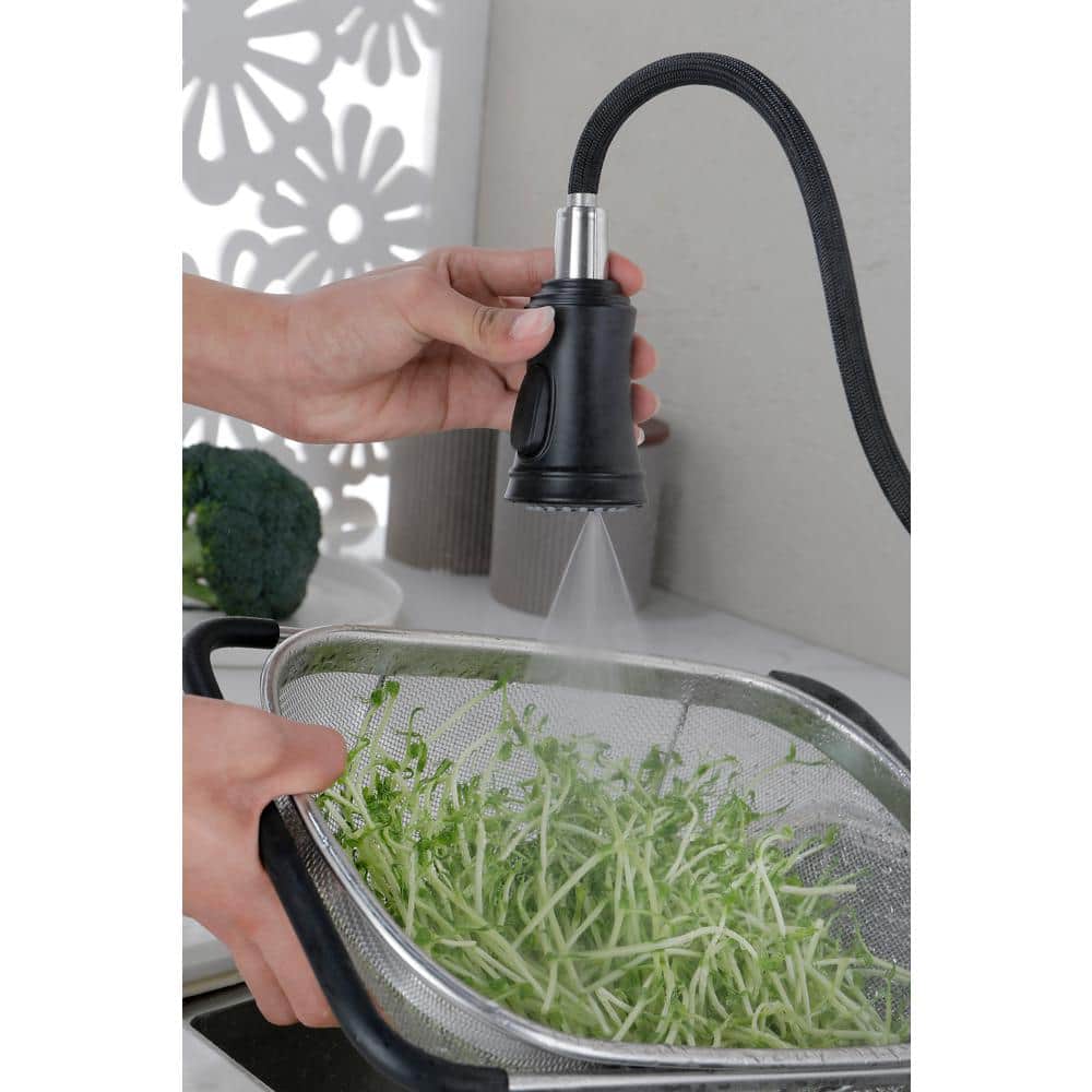 Single Handle High Arc Brushed Level Stainless Steel Pull Down Sprayer Kitchen Faucet In Nickel Single