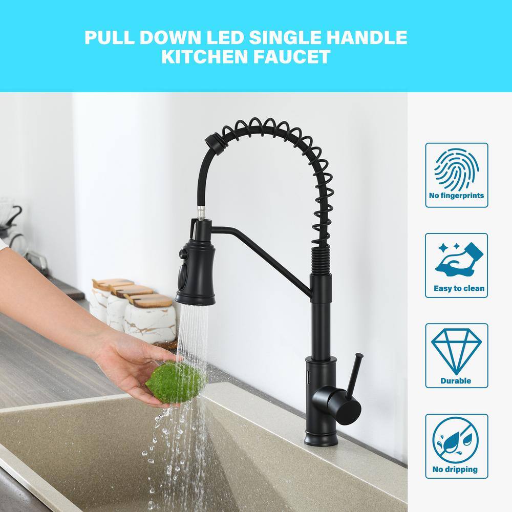 18.7 In. H Single Handle Pull Out Sprayer Kitchen Faucet With 360° Spout Swivel In Black