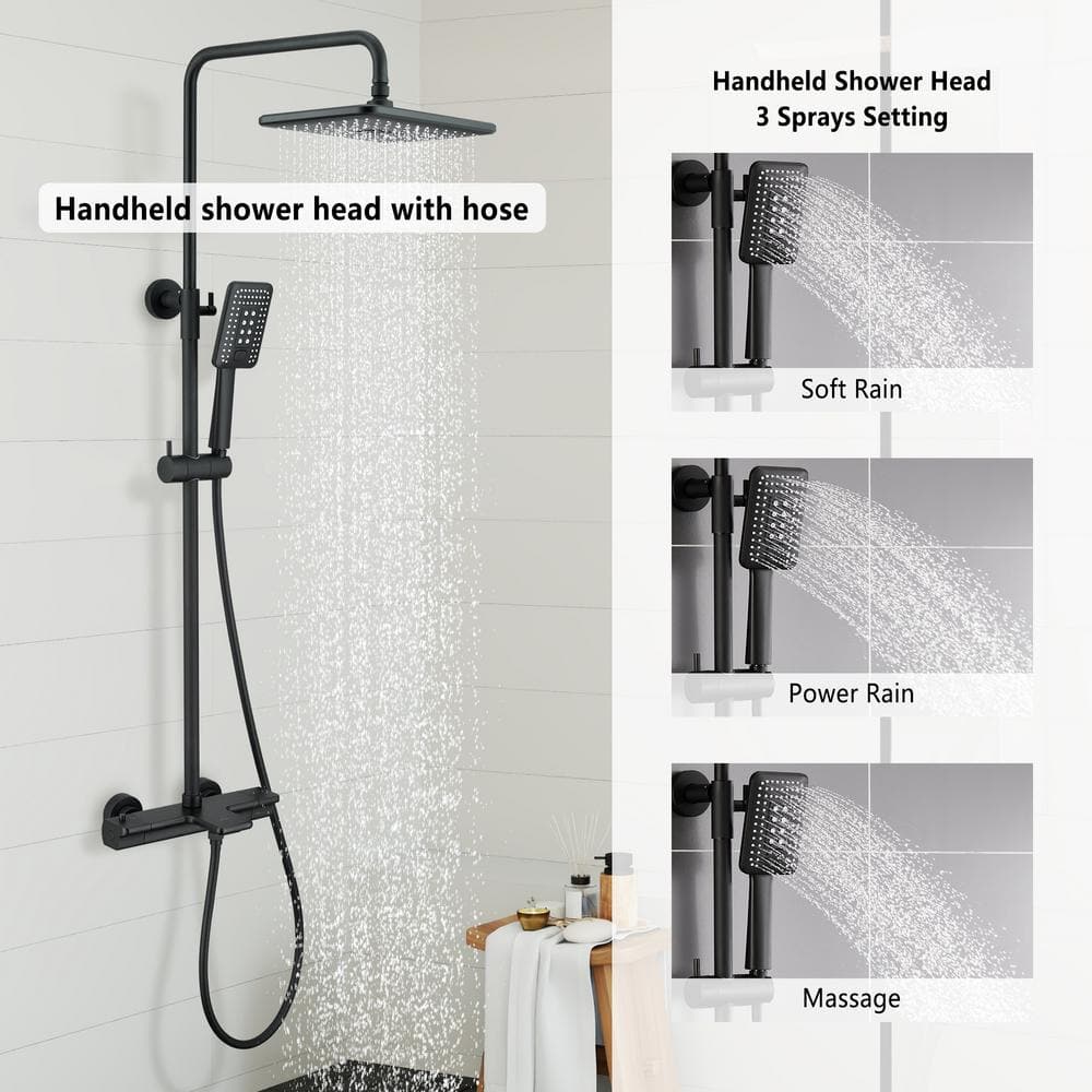 Single Handle 2-Spray Shower Faucet 1.8 GPM With Easy To Install In Matte Black