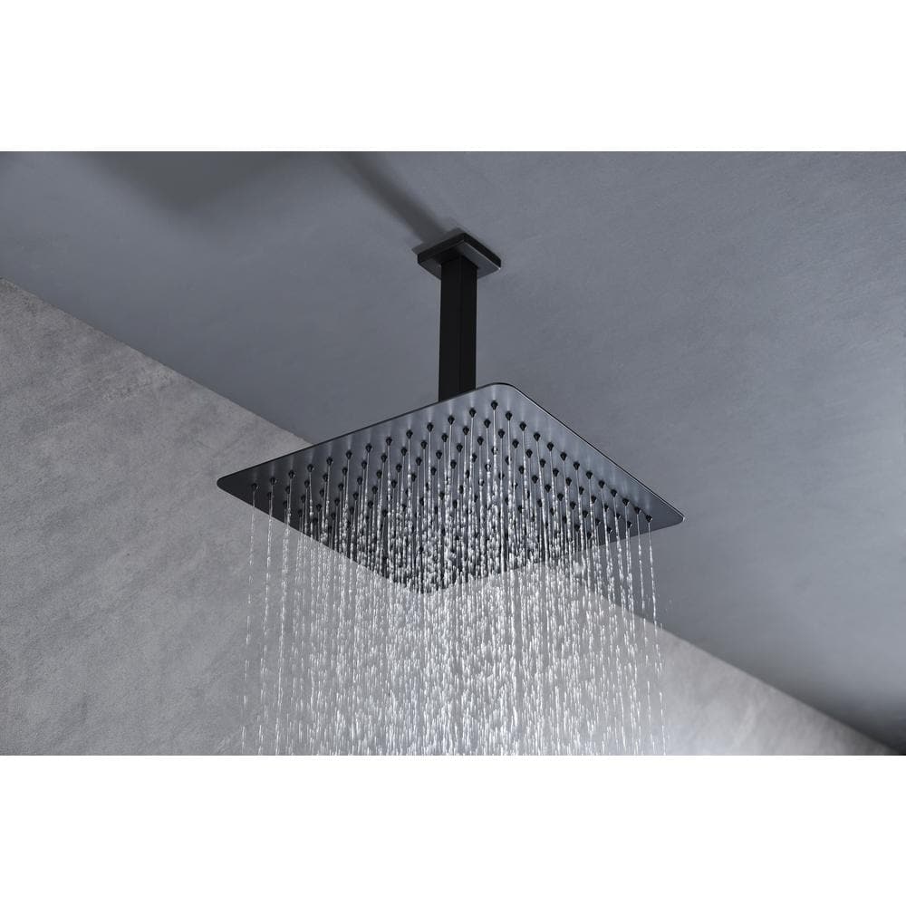 No Handle Rain Shower Head 1-Spray Shower Faucet 2.5 GPM With High Pressure Rainfall In. Matte Black
