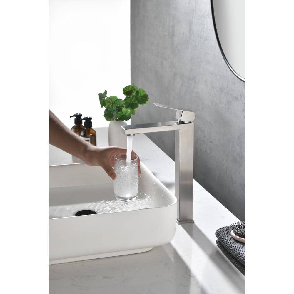 Waterfall Spout Bathroom Faucet, Single Handle Bathroom Vanity Sink Faucet Matt BlackOn-SiteWL