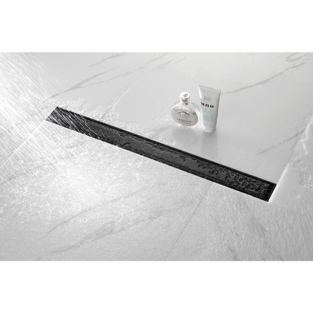 30 In. Linear Shower Drain With Removable Quadrato Pattern Grate, 304 Stainless Shower Drain