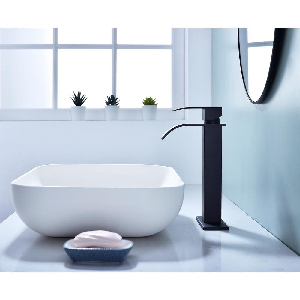 Single Handle Wall Mounted Bathroom Faucet In Matte Black With Pop-Up Drain