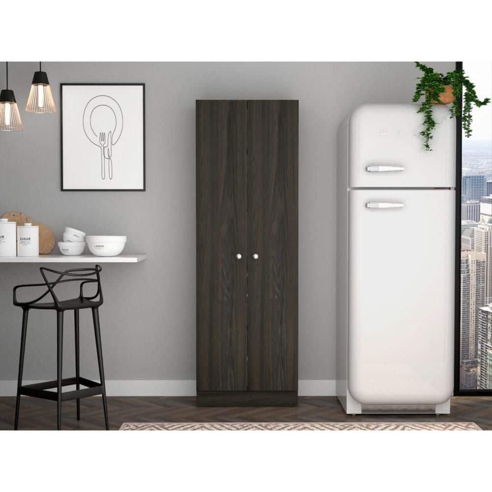 23.60 In. W X 11.80 In. D X 71.10 In. H Black Particle Board Freestanding Linen Cabinet W/5-Shelves In Black