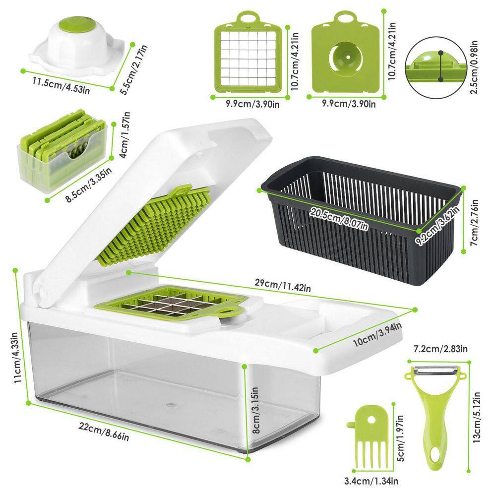12-in-1 Vegetable Chopper With Container: Slicer, Dicer, Grater & More