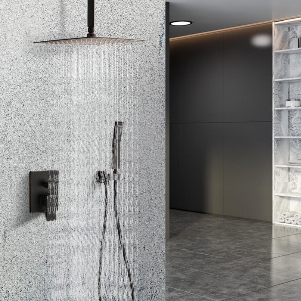 1-Spray Patterns Shower Head With Dual Wall Mount 1.5 GPM In Oil Rubbed Bronze