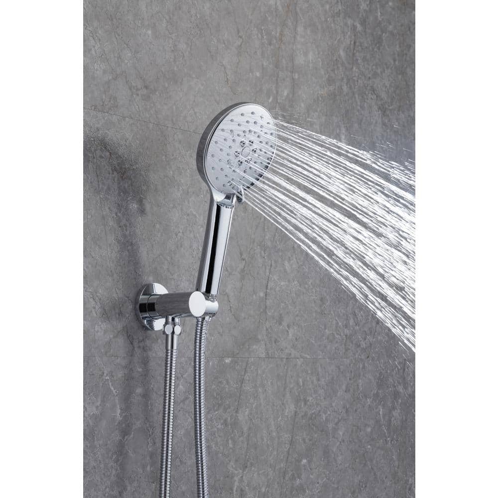 3-Spray Patterns With 2.5 GPM 10 In. Wall Mount Shower Set Dual Shower Heads With Handheld Spray In Polished Chrome