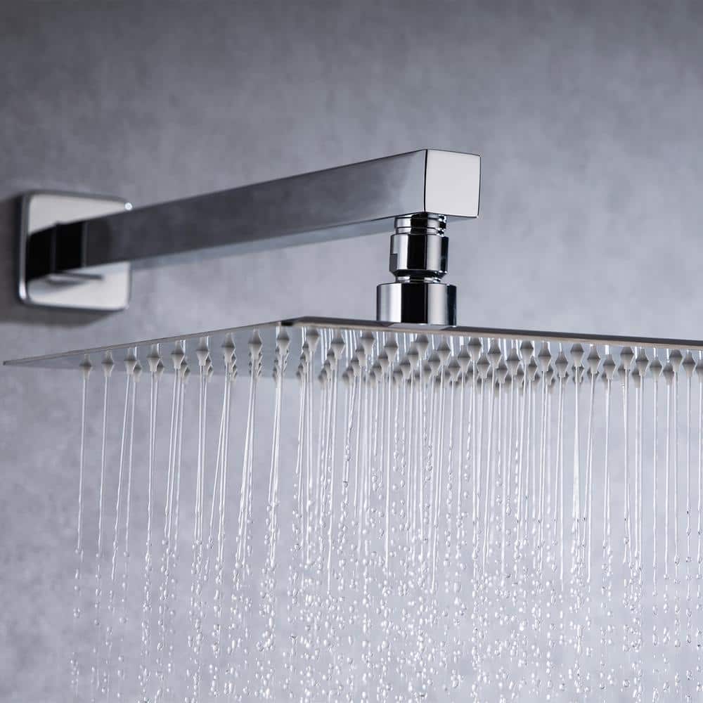 1-Spray Patterns With 2.5 GPM 10 In. Wall Mount Rain Fixed Shower Head In Polished Chrome (Valve Included)