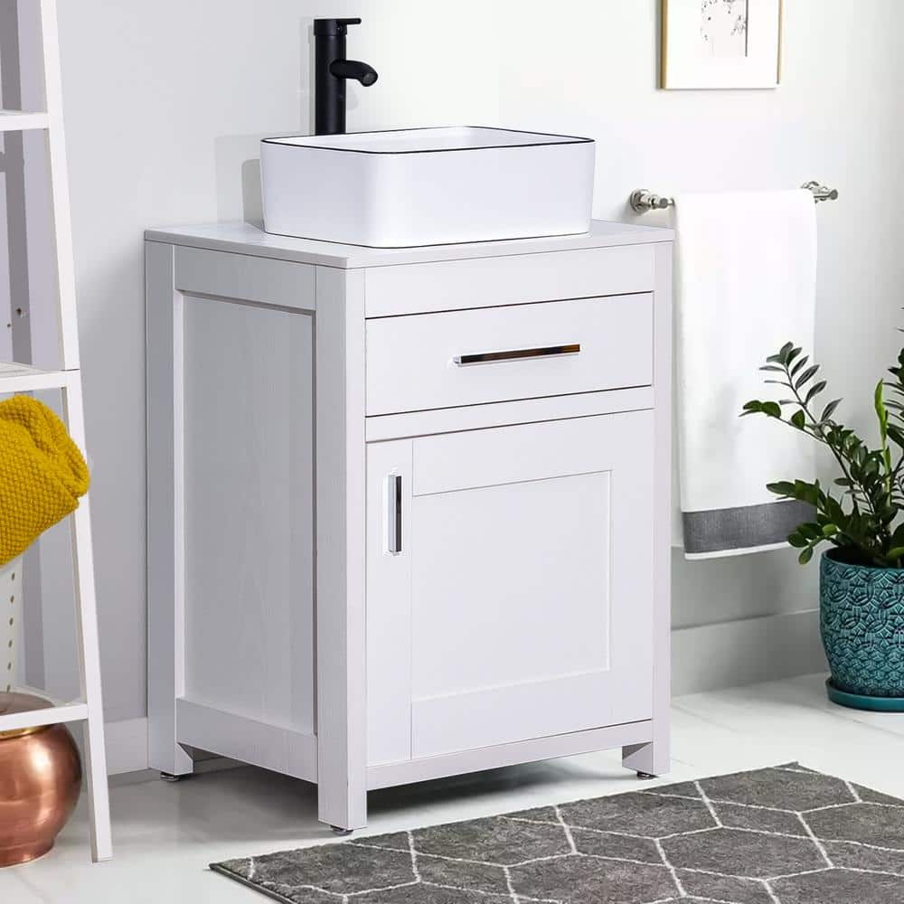 18 In. W Bathroom Modern Pedestal Vanity, Sink Storage Cabinet