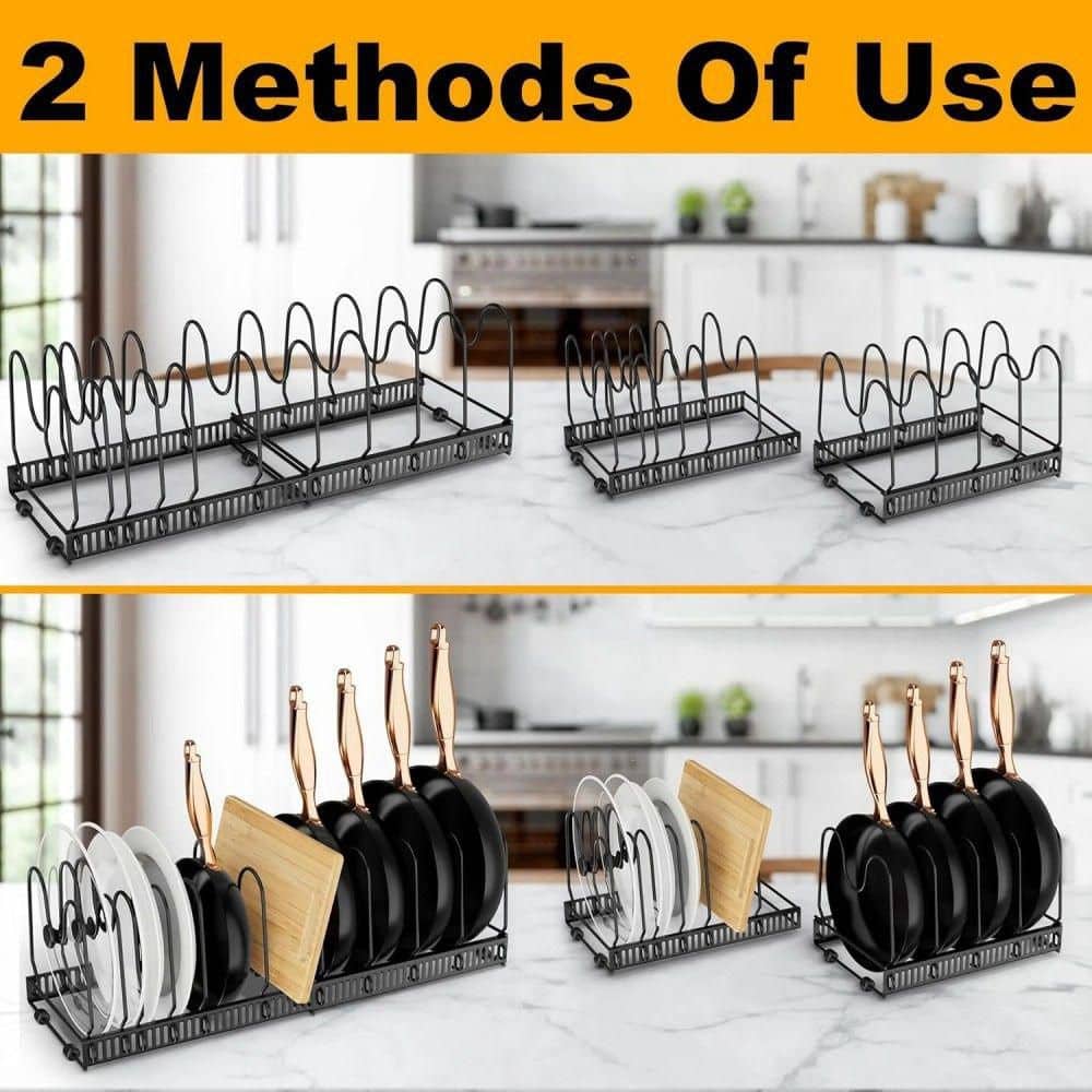 Expandable Pot Lid Organizer, Pots And Pans Lid Rack Drawer Organizer, Adjustable Pot Lid Holders For Cabinet, Clearance