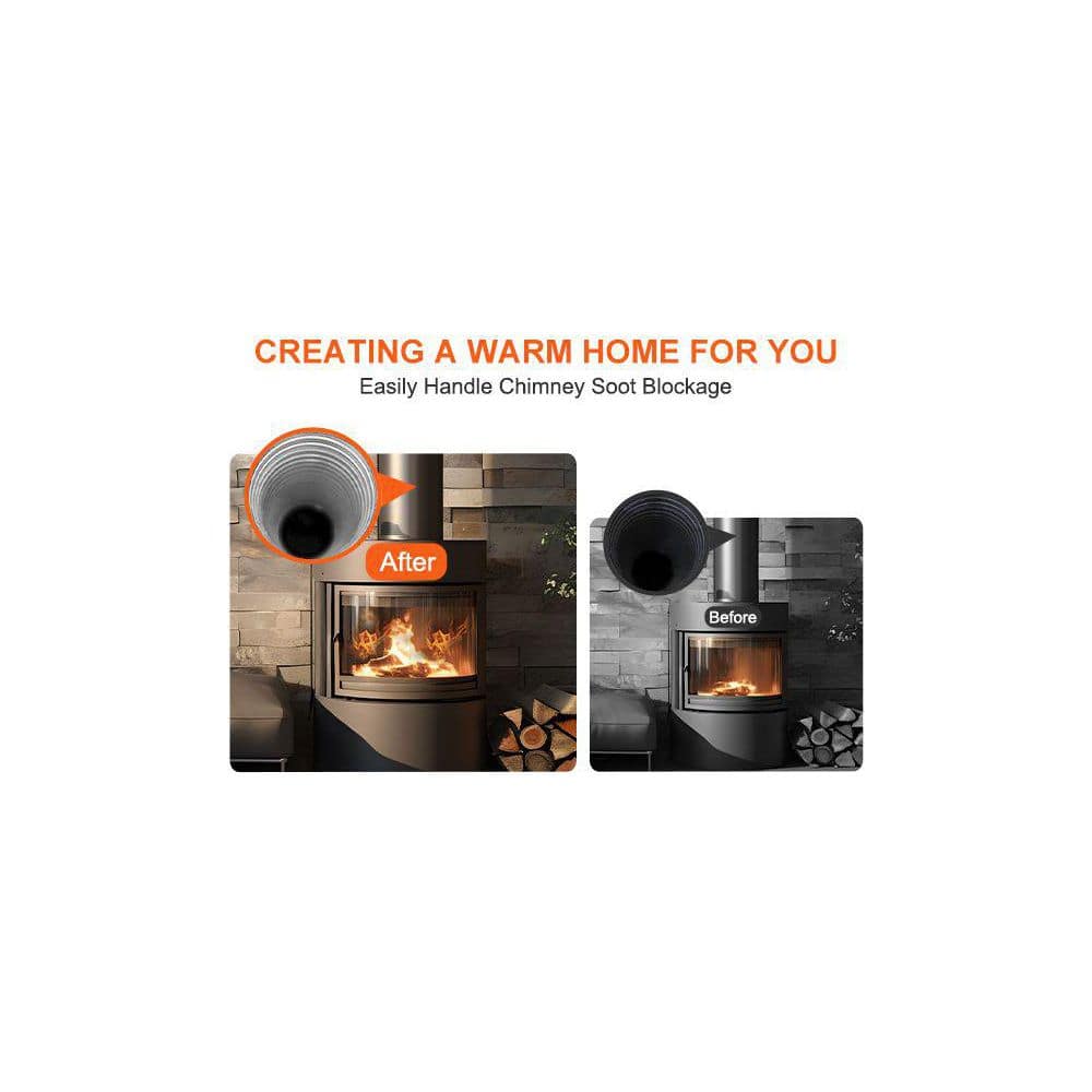 26 Ft. Chimney Sweep Kit With 8-Flexible Rods And 360° Brush-Fireplace Flue Cleaner