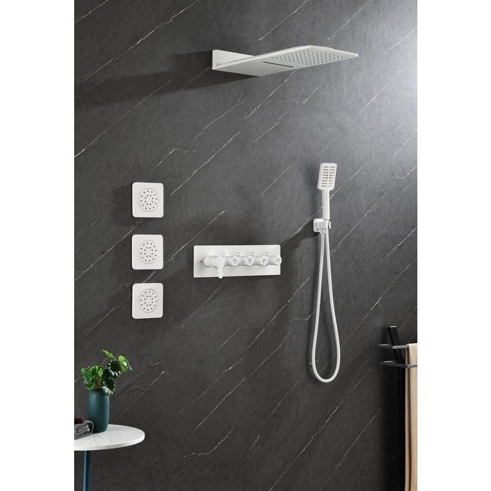 Concealed Installation Body Jet Shower Spa Square Massage Jets Spray Body Shower Bodyspray (3-Pieces)