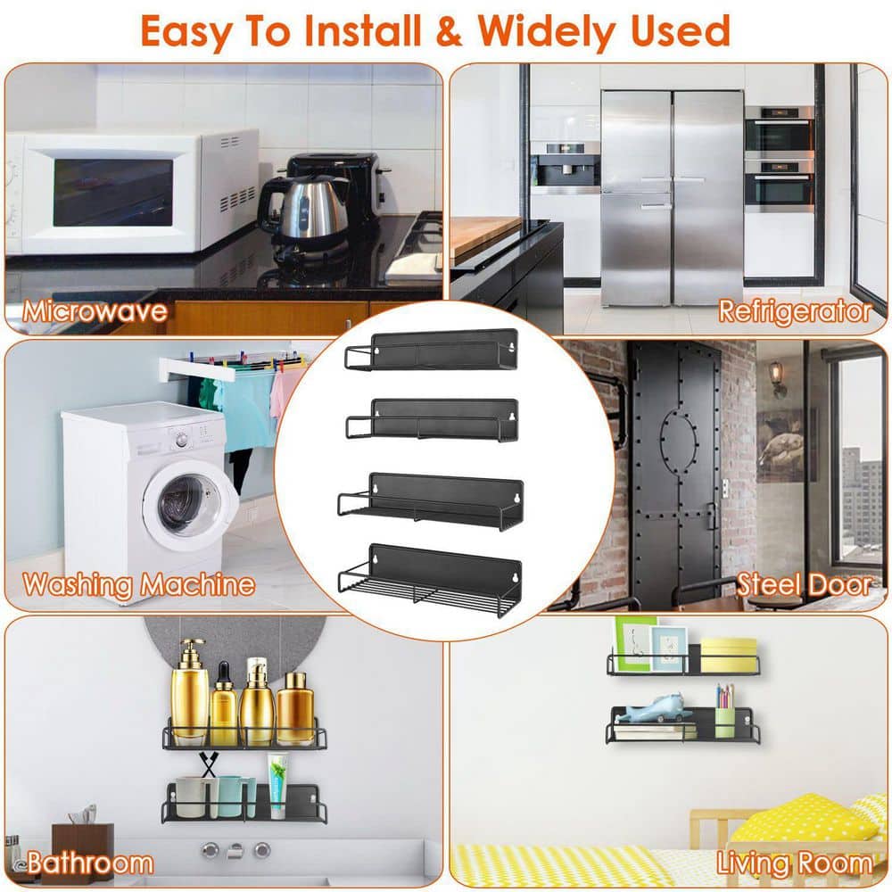 4-Pack Strong Magnetic Spice Rack Organizer-Fridge/Microwave Storage Shelves