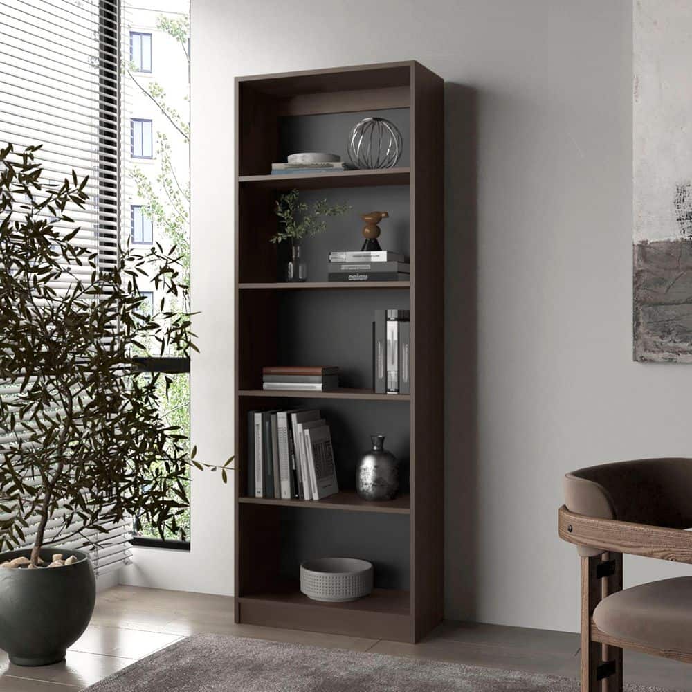 11.80 In. W X 24.70 In. D X 71 In. H Brown Wood Freestanding Linen Cabinet W/5-Shelves In Walnut