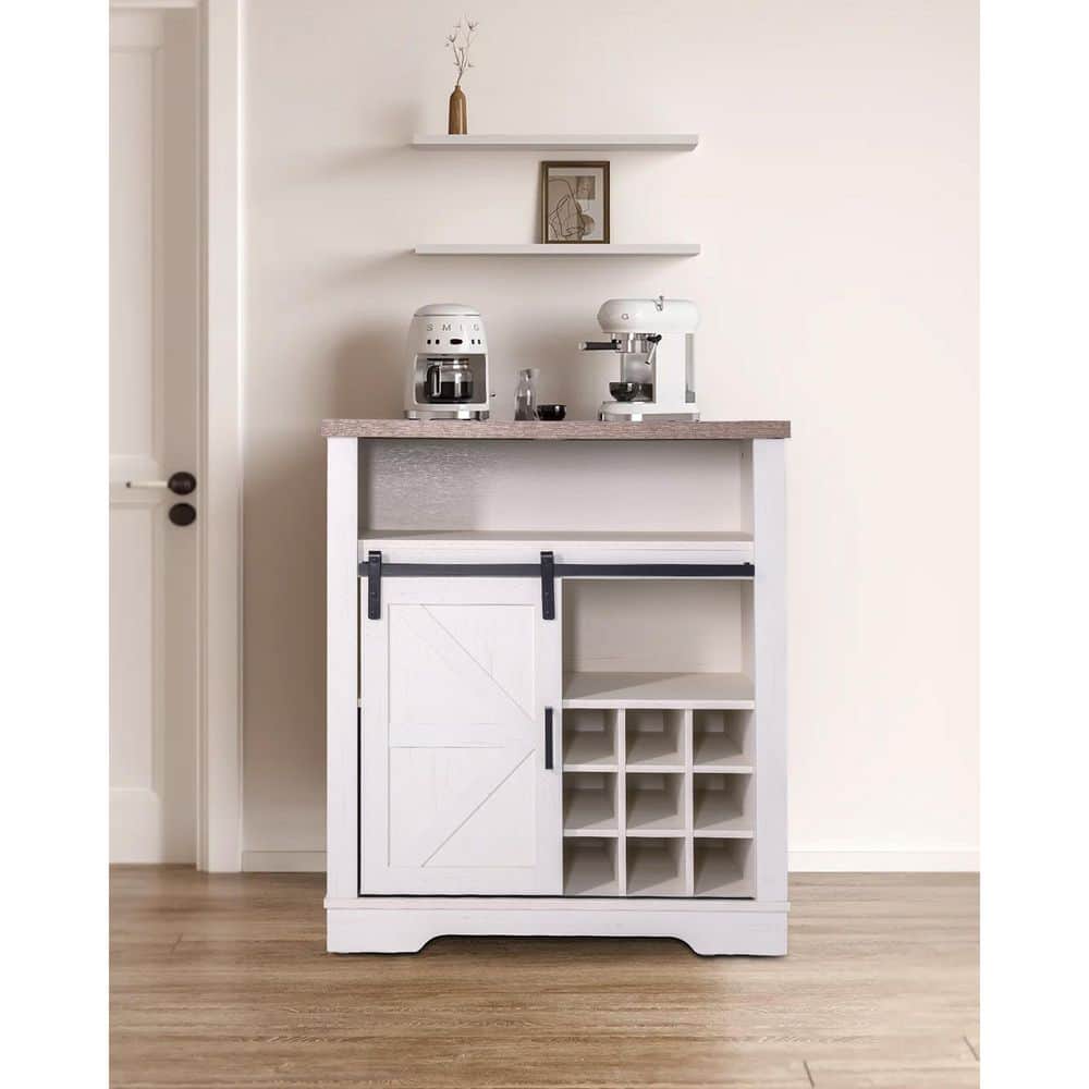 Small Storage Cabinet With Sliding Barn Door And Wine Shelf