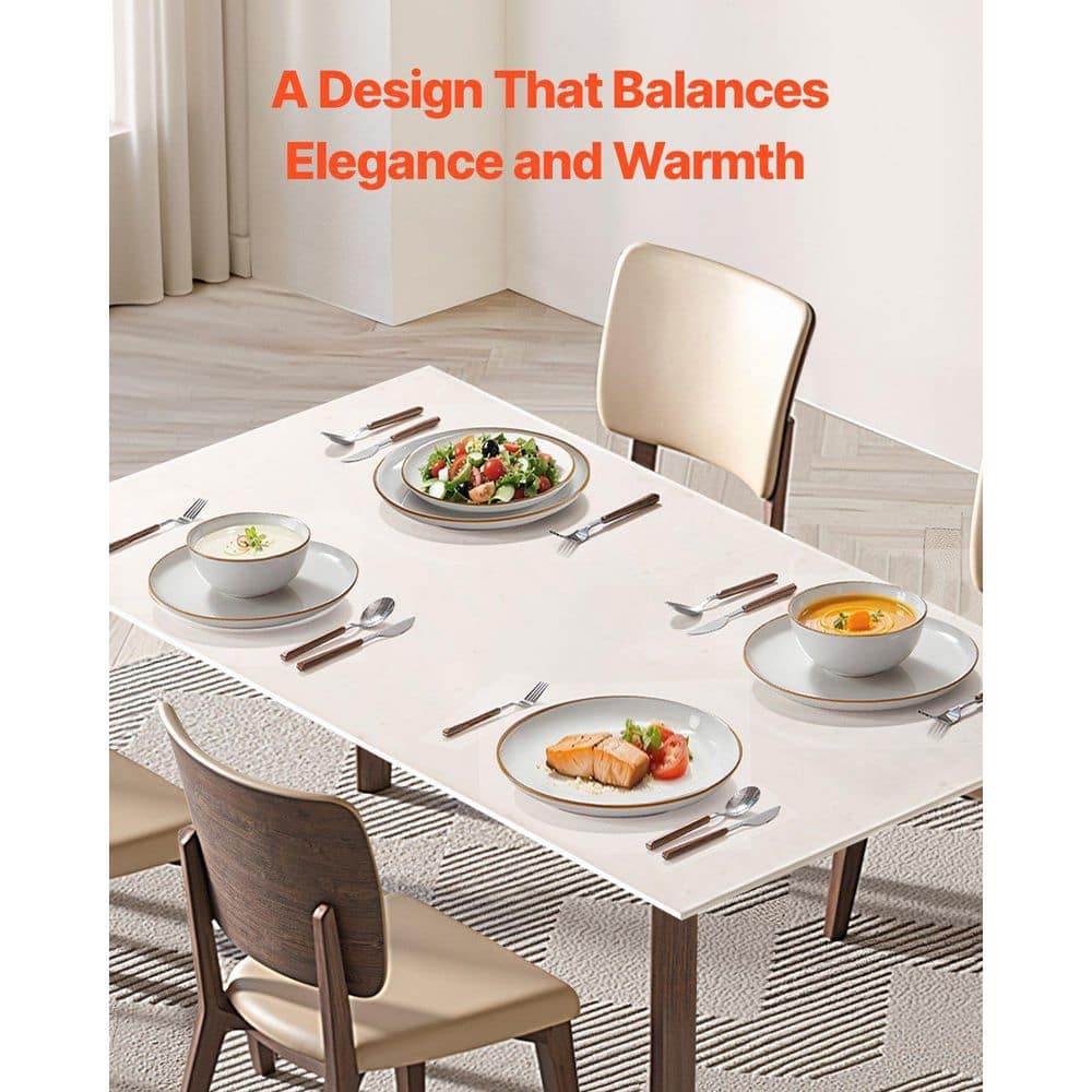 12 PCS Dinnerware Set Ceramic Plates And Bowls Sets Service For 4 White