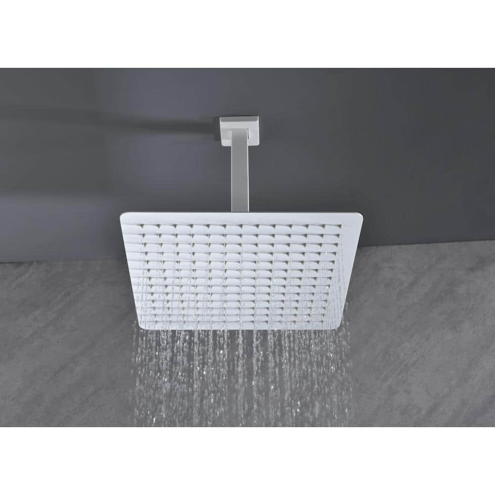 1-Spray Patterns With 2.5 GPM 0 In. Ceiling Mount Rain Fixed Shower Head In White