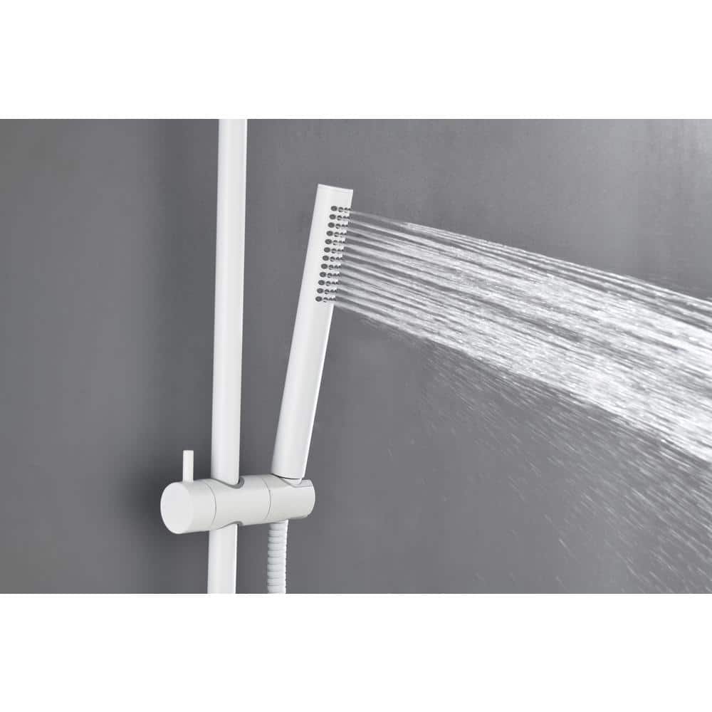 1-Spray Wall Mount Handheld Shower Head With 2 GPM Hand Shower In White