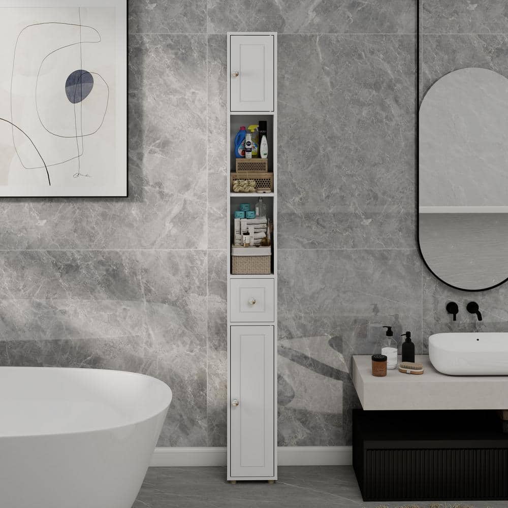 7.87 In. W X 7.87 In. D X 70. 87in. H Bathroom Storage Wall Cabinet In White