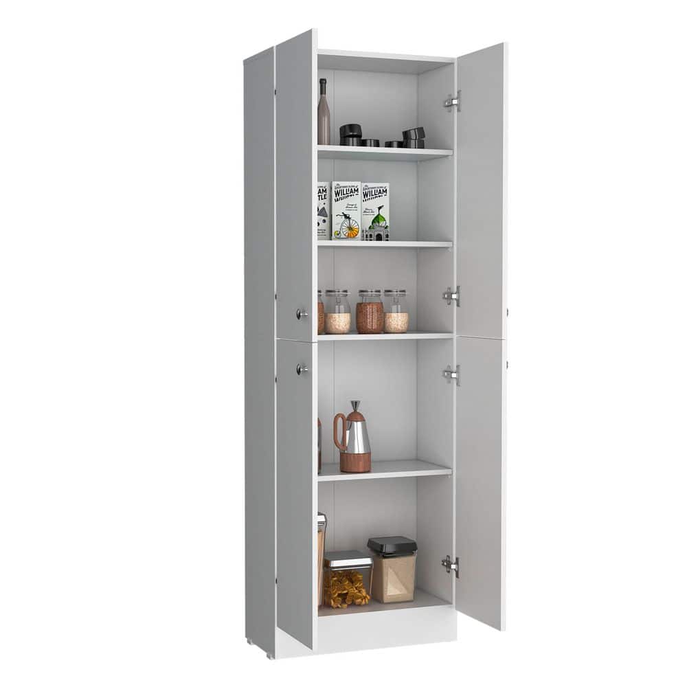 Freestanding 71 In. H Kitchen Pantry Cabinet With 4-Doors And 5-Adjustable Shelves
