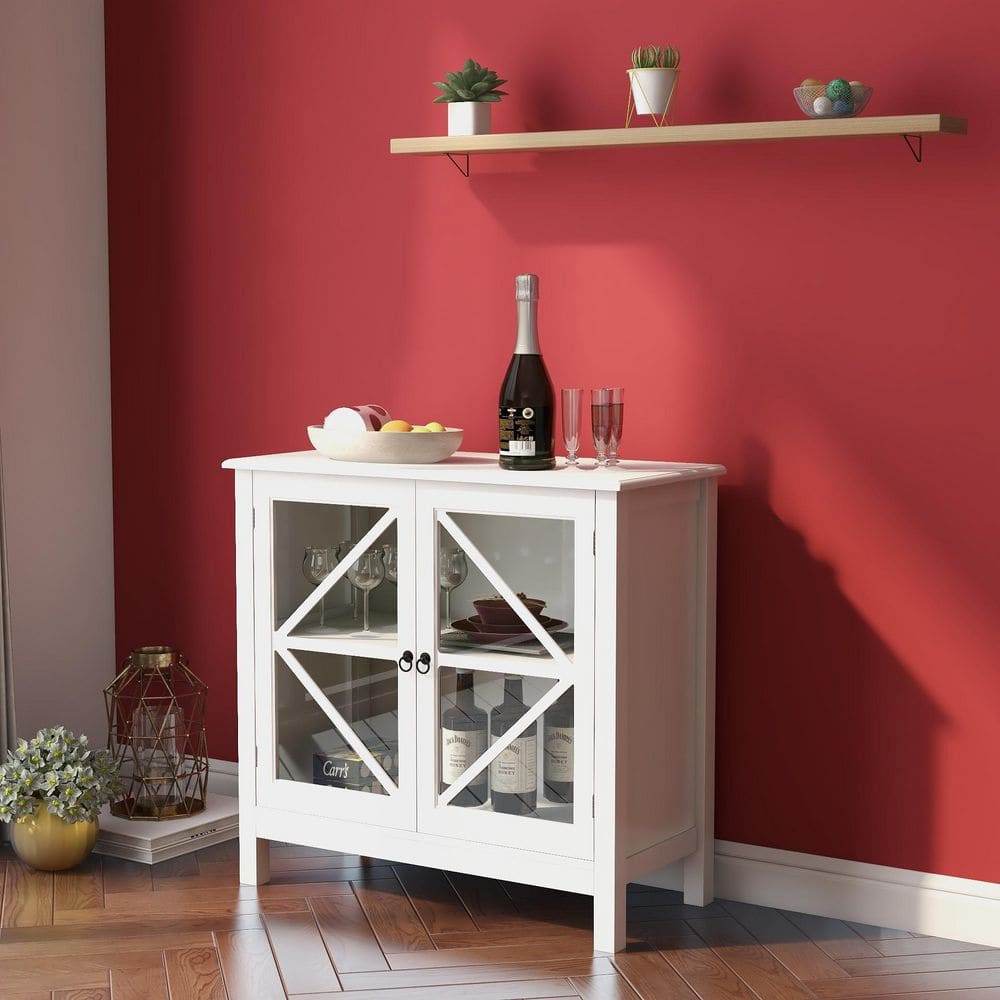 Kitchen Cabinet With Double Glass Doors