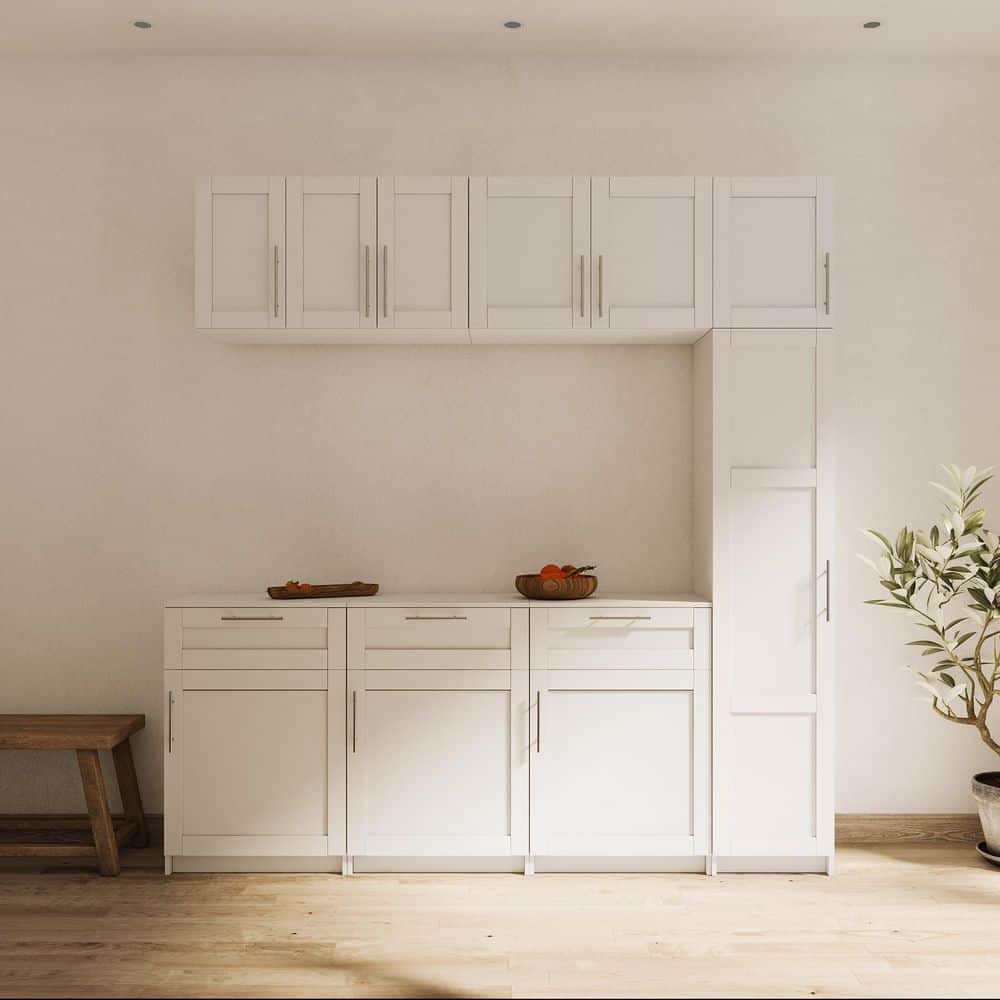 Stackable Wall Mounted Storage Cabinet, 15.75 In. D X 15.75 In. W X 70.87 In. H, White