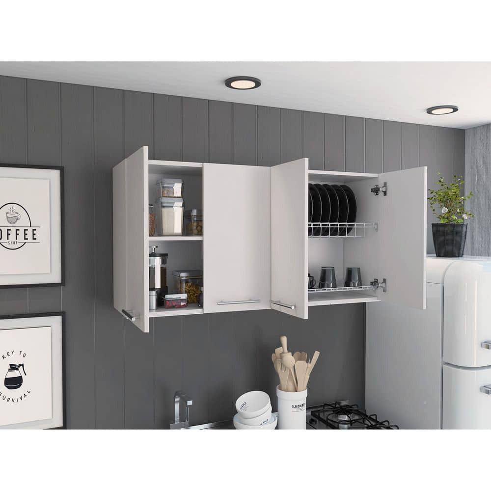 Stockton Rectangle 4-Swing Doors Wall Cabinet In White
