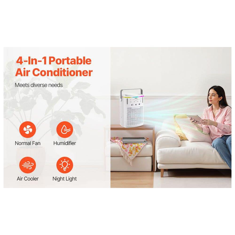 Portable Air Conditioner 4-in-1 Evaporative Air Cooler And Remote Control 3 Speeds