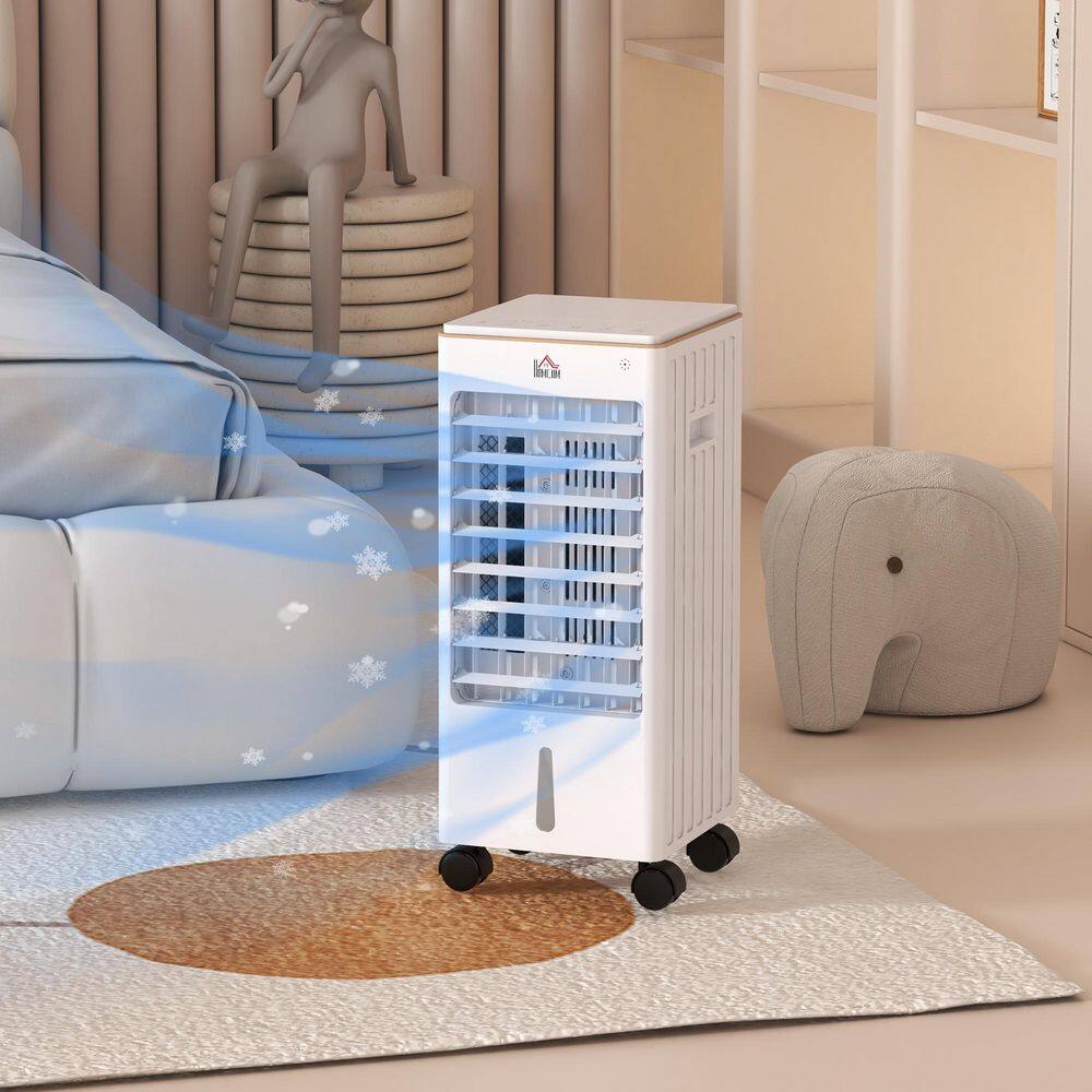 200 CFM 21 In. Evaporative Air Cooler 3-in-1 Ice Cooling With Ice Packs, 60° Oscillation, 7. 5H Timer And Remote-White