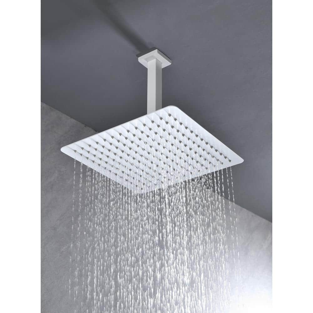 No Handle Rain Shower Head 1-Spray Shower Faucet 2.5 GPM With High Pressure Rainfall In. White