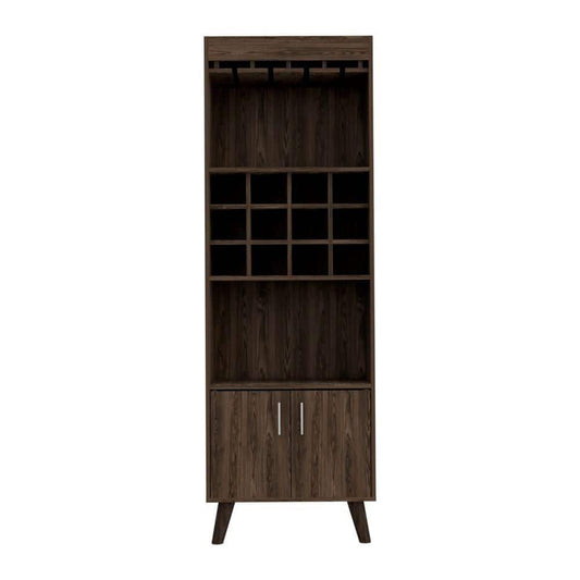  23.60 In. W X 13.30 In. D X 70.80 In. H Brown Particle Board Freestanding Linen Cabinet With 12 Shelves In Walnut