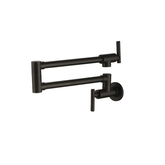  Wall Mounted Pot Filler Faucet 2 Handle With Double Joint Stretchable Folding Arm In Black
