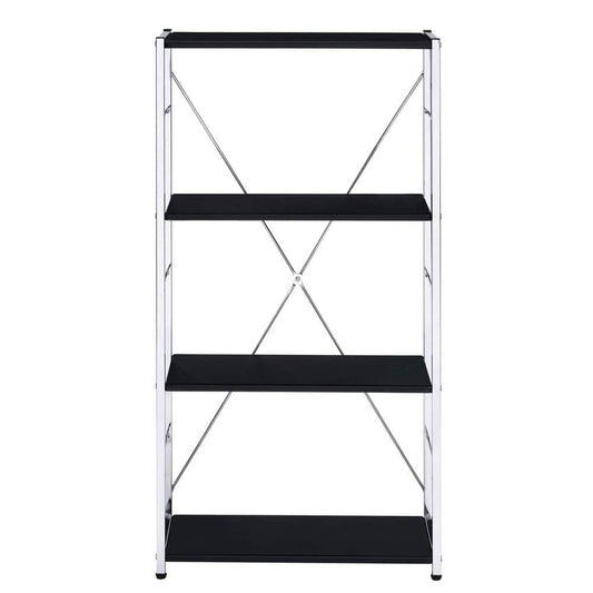  11.50 In. W X 24.50 In. D X 42.50 In. H Multi-Colored Wood Freestanding Linen Cabinet W/4-Shelves In Black+Silver